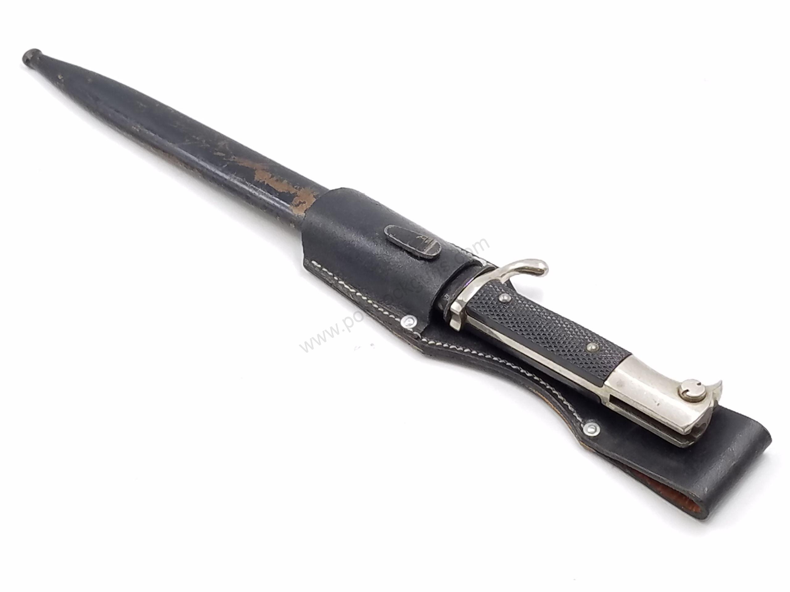 WW2 German 98K original bayonet w/ Scabbard & Leather Frog - Image 3